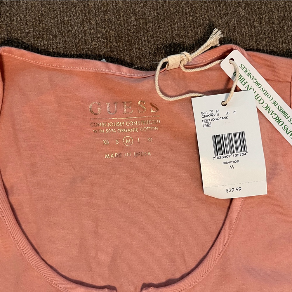 GUESS Coral Tank Top with Gold Logo - Picture 3 of 3